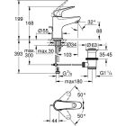 Grohe EUROECO basin tap, S-Size, push-open, chrome