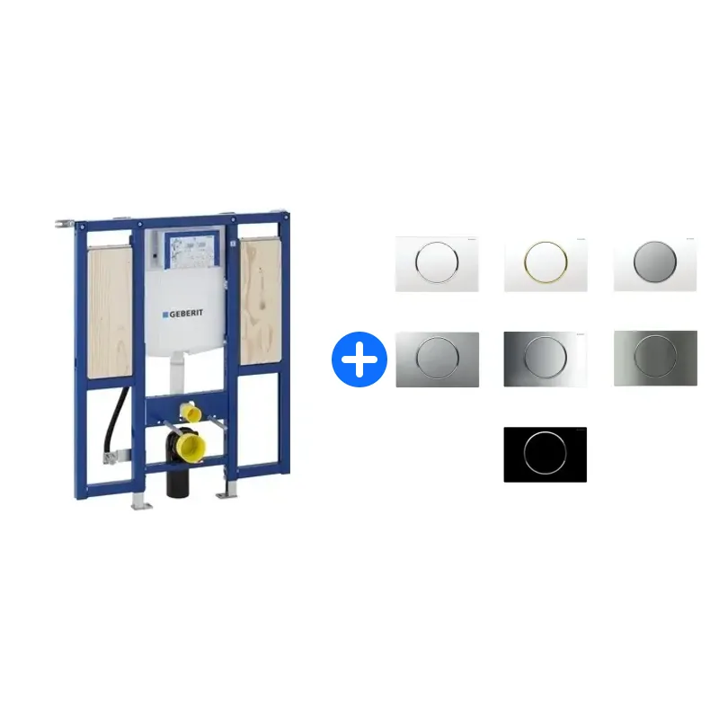 WC-Vorwandelement Komplettset: Geberit Duofix Wand-WC, 112 cm, mit UP-Spk. UP320, für Stütz- und Haltegriffe, BF