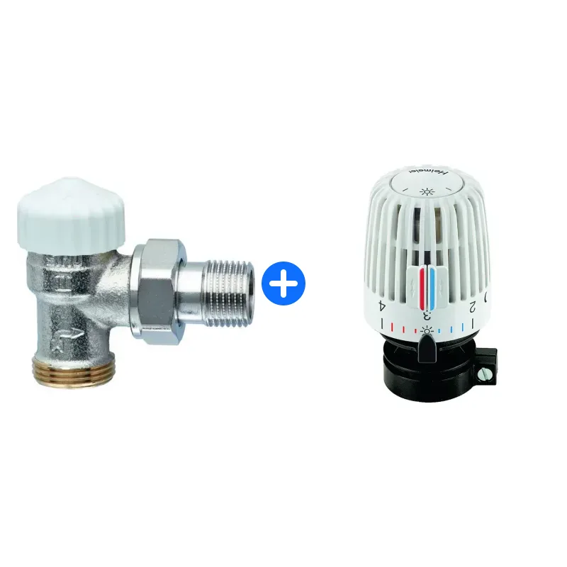Thermostatventil-Set: Heimeier Thermostat-Ventilunterteil V-exact II DN 15 eck(1/2"),mit AG 3/4"