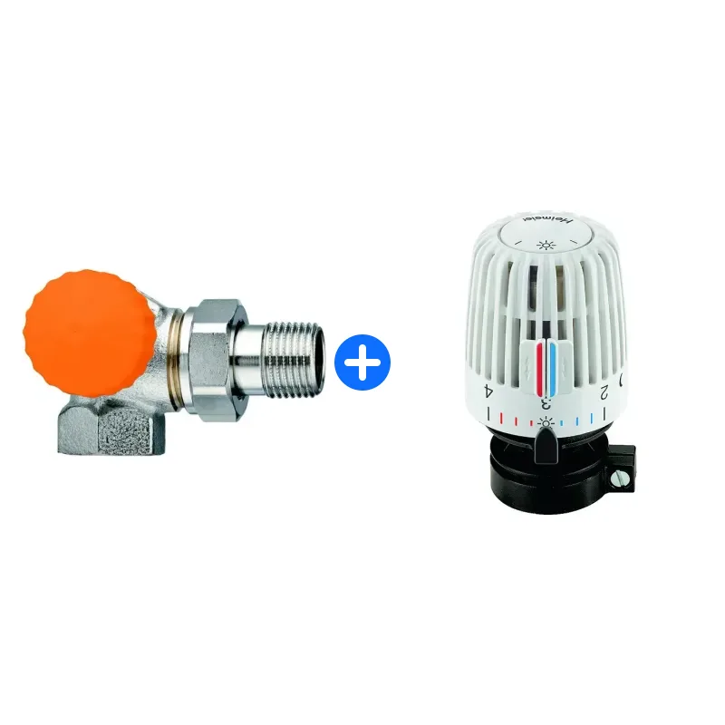 Thermostatventil-Set: Heimeier Thermostat-Ventilunterteil Eclipse,Winkeleck/links,DN10