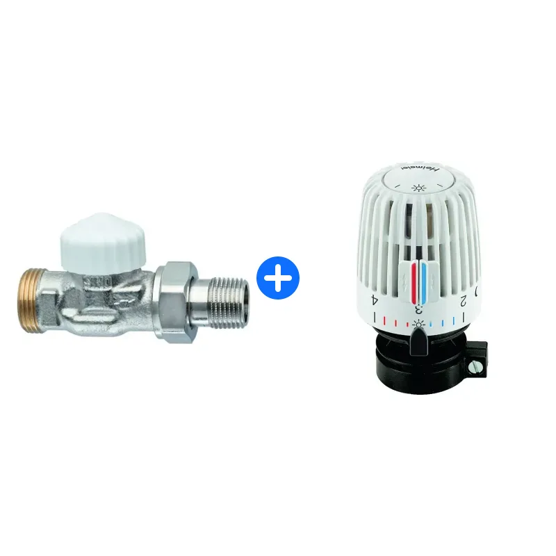 Thermostatventil-Set: Heimeier Thermostat-Ventilunterteil V-exact II DN 15 dg(1/2"),mit AG 3/4"