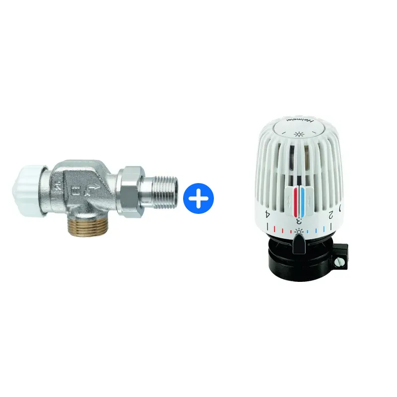 Thermostatventil-Set: Heimeier Thermostat-Ventilunterteil V-exact II DN 15 (1/2"),axial m. AG