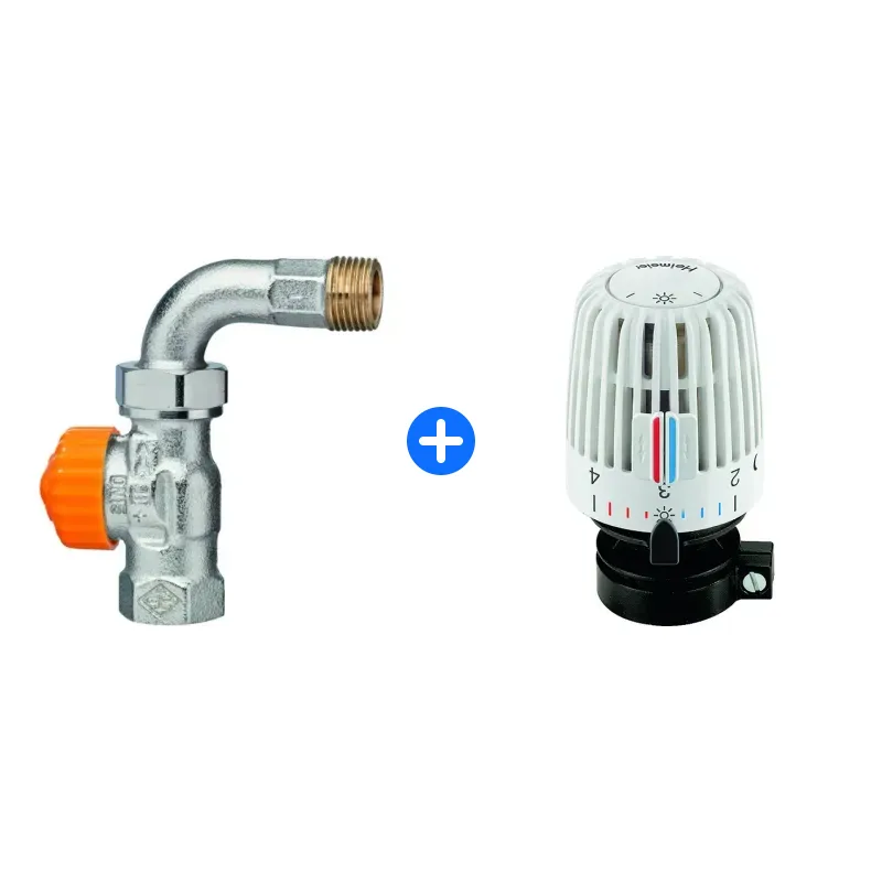 Thermostatventil-Set: Heimeier Thermostat-Ventilunterteil Eclipse,Dg m.Bogenverschr.,DN15