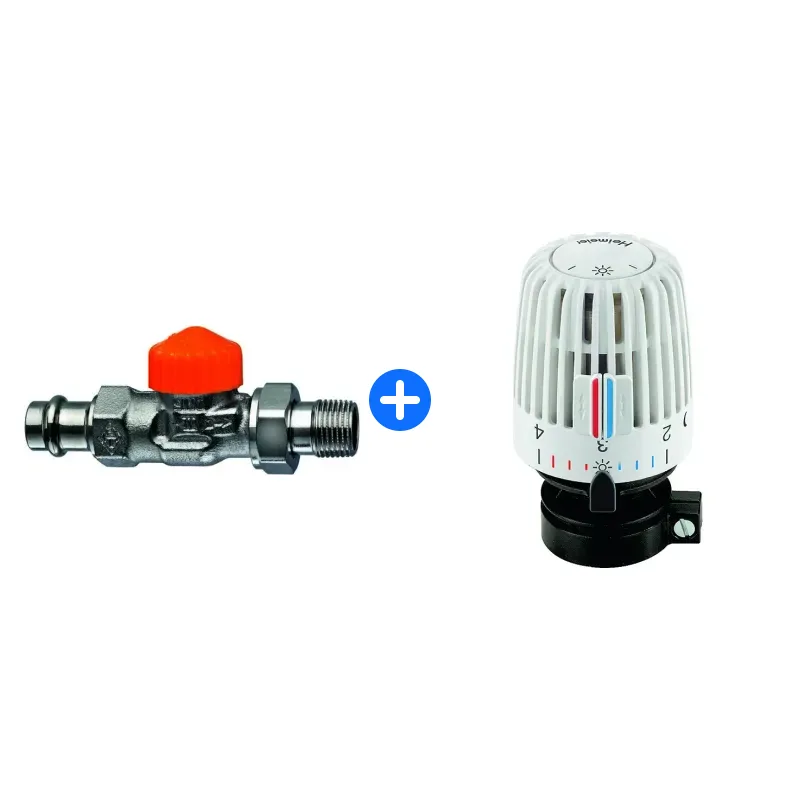 Thermostatventil-Set: Heimeier Thermostat-Ventilunterteil Eclipse,Dg,DN15,Viega Press 15mm