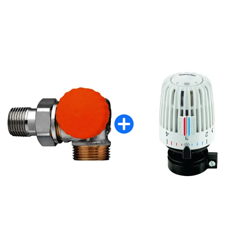 Thermostatventil-Set: Heimeier Thermostat-Ventilunterteil Eclipse,Winkeleck/rechts,AG 3/4"