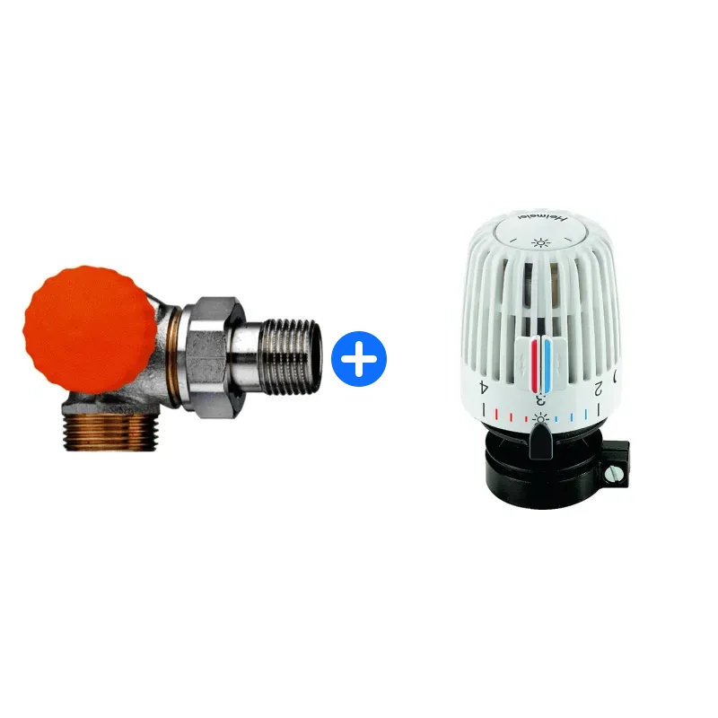 Thermostatventil-Set: Heimeier Thermostat-Ventilunterteil Eclipse,Winkeleck/links,AG 3/4"