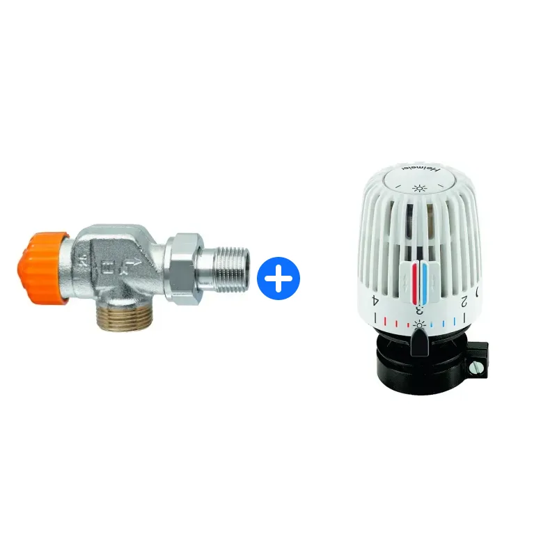 Thermostatventil-Set: Heimeier Thermostat-Ventilunterteil Eclipse,Axialform,DN15,AG 3/4"