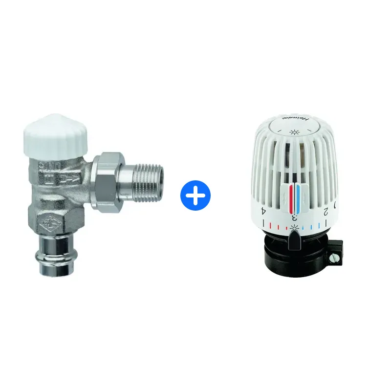 Thermostatventil-Set: Heimeier Thermostat-Ventilunterteil V-exact II DN 15 eck(1/2"),Press 15mm