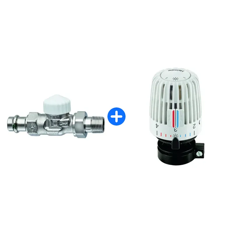 Thermostatventil-Set: Heimeier Thermostat-Ventilunterteil V-exact II DN 15 dg(1/2"),Press 15mm
