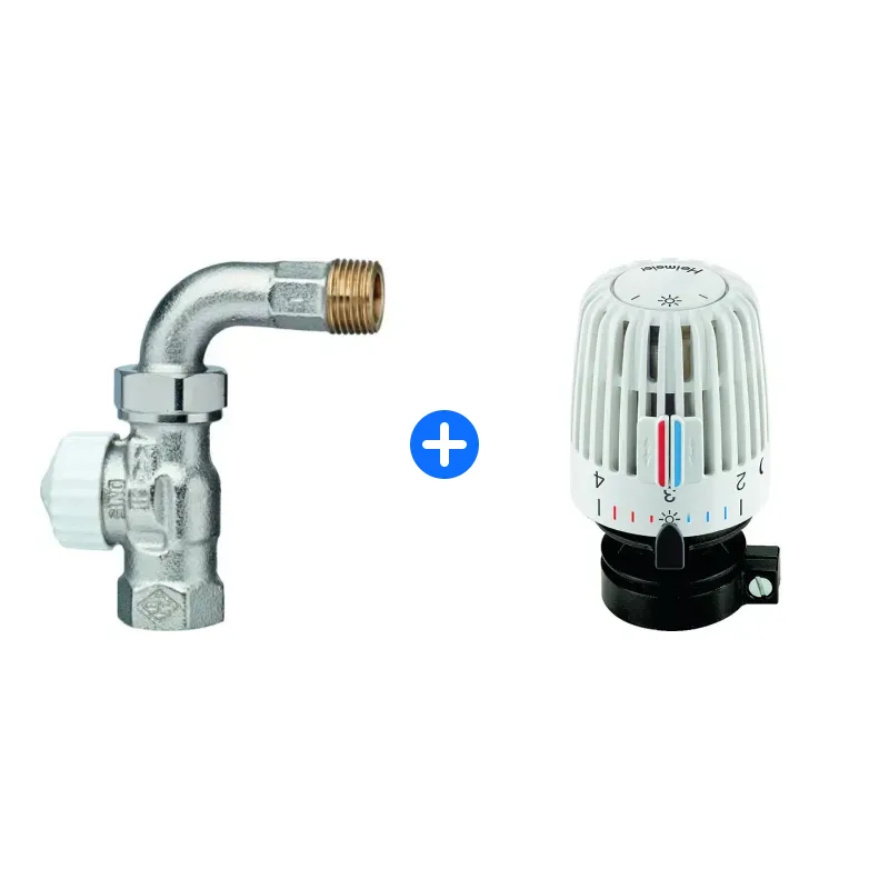 Thermostatventil-Set: Heimeier Thermostat-Ventilunterteil dg V-exact II DN 15(1/2"),m. Bogenverschr.