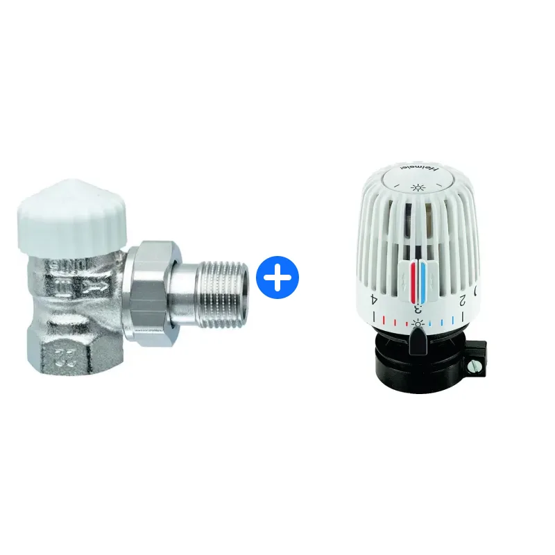 Thermostatventil-Set: Heimeier Thermostat-Ventilunterteil eck "kurz" V-exact, DN15, vern, 3451-02.000
