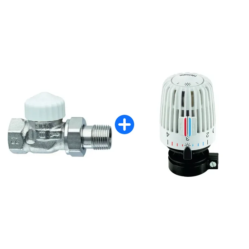 Thermostatventil-Set: HEIMEIER Thermostat-Ventilunterteil V-exact II "kurz", Durchg., DN20, vern.
