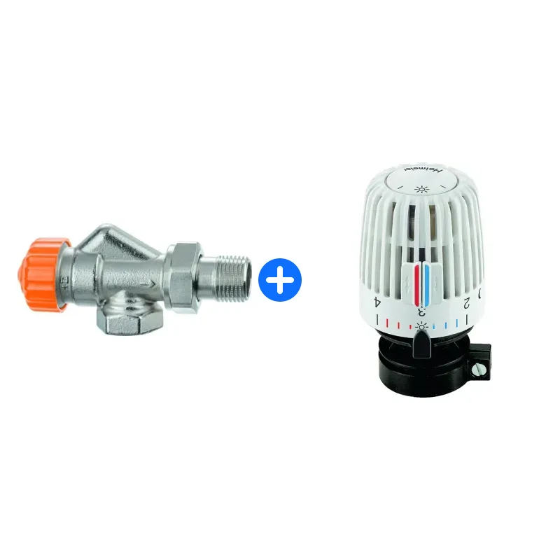 Thermostatventil-Set: HEIMEIER Thermostat-Ventilunterteil Eclipse, Axialform, verkürzt, DN 20