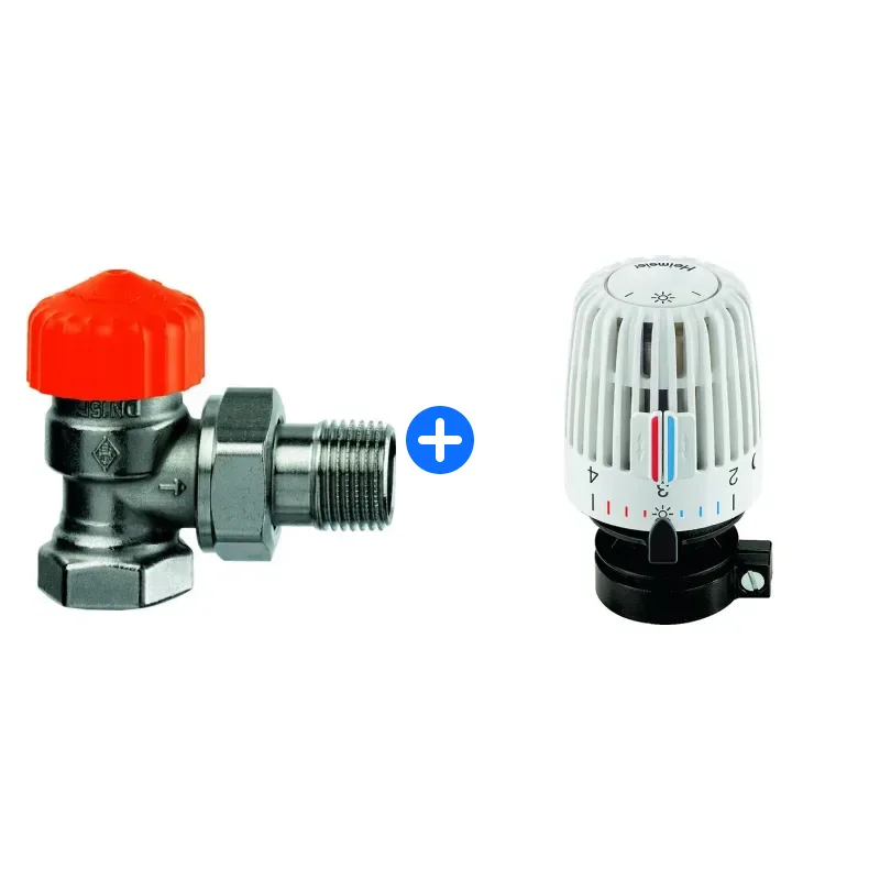 Thermostatventil-Set: HEIMEIER Thermostat-Ventilunterteil Eclipse, Eckform, verkürzt, DN 15