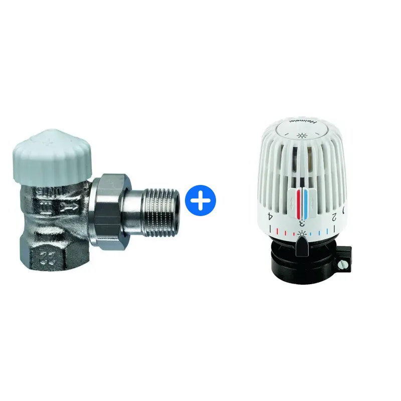 Thermostatventil-Set: HEIMEIER Thermostat-Ventilunterteil V-exact II "kurz", Eckform, DN10, vern.