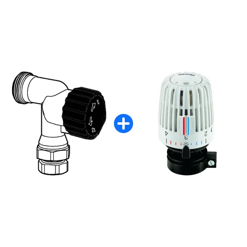 Thermostatventil-Set: HEIMEIER Thermostat-Ventilunterteil RVT DN 10, Axialform, M 30 x 1,5