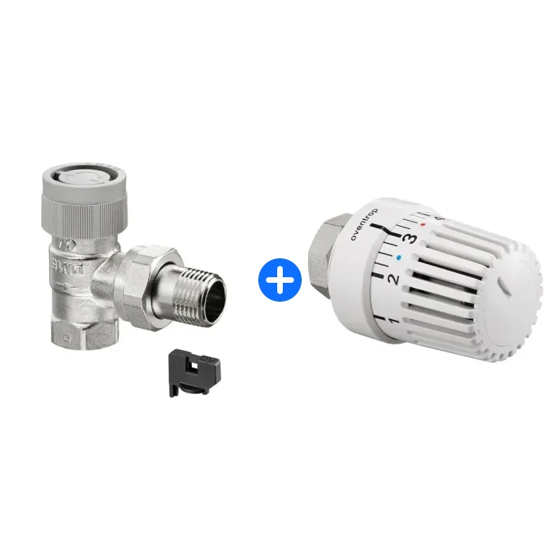 Thermostatventil-Set: Oventrop Thermostatventil Baureihe AQ, Eck, DN 15, 1/2"