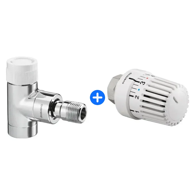 Thermostatventil-Set: OVENTROP Thermostatventil "Baureihe E" DN15, 1/2", PN10, Eck, anthrazit