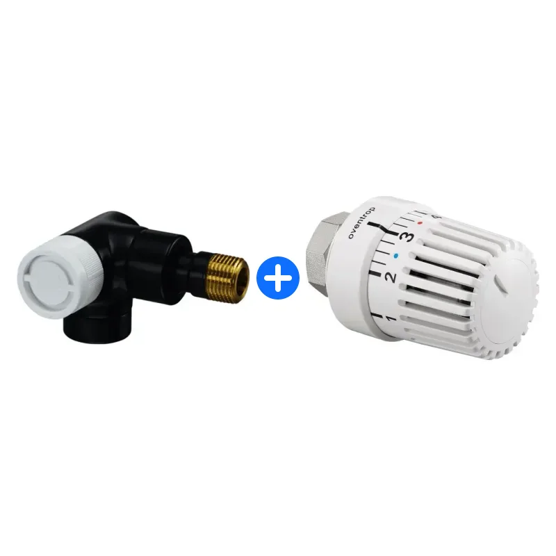 Thermostatventil-Set: OVENTROP Thermostatventil "Baureihe E" DN15, 1/2", PN10, Wi.-Eck li, anthrazit