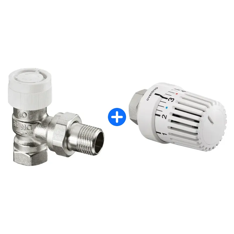 Thermostatventil-Set: OVENTROP Thermostatventil M30x1,5 DN 10 Eck Baureihe AV9,mess.vern., 1183703