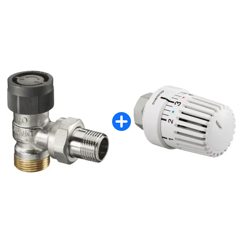 Thermostatventil-Set: OVENTROP Thermostatventil "Baureihe A" DN15, G 3/4 AG x R 1/2 AG, Eck