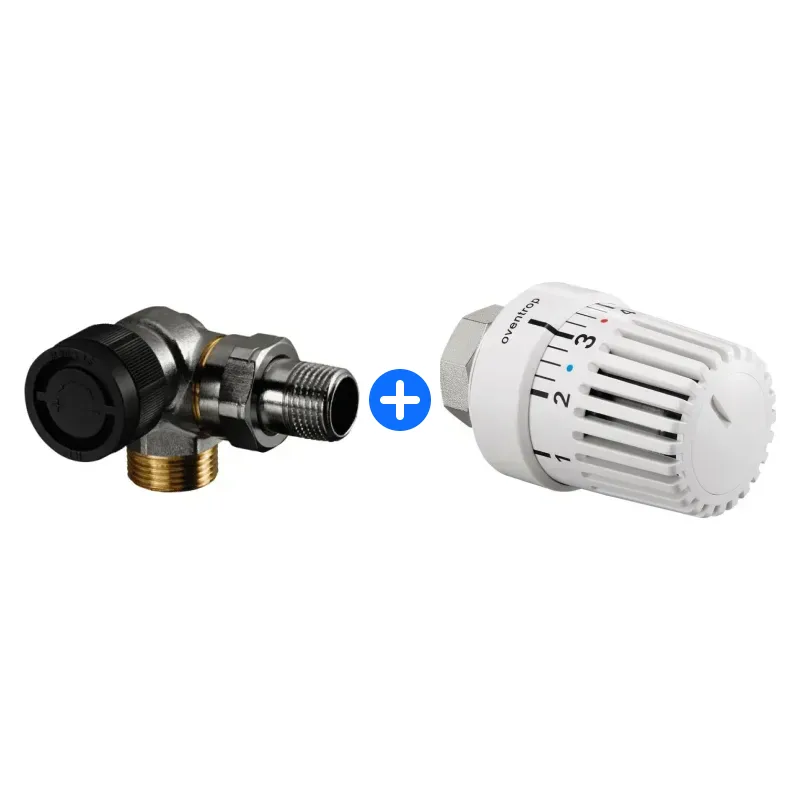 Thermostatventil-Set: OVENTROP Thermostatventil "Baureihe A" DN15,G 3/4AG x R 1/2AG,Winkel-Eck links