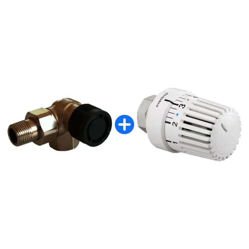 Thermostatventil-Set: OVENTROP Thermostatventil "Baureihe A" DN10, R 3/8, PN10, Winkel-Eck rechts