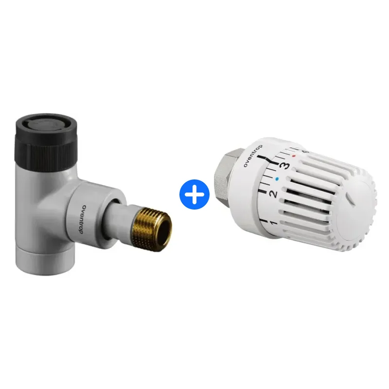 Thermostatventil-Set: OVENTROP Thermostatventil "Baureihe EQ" DN15, Eck, weiss pulverbesch., 1163562
