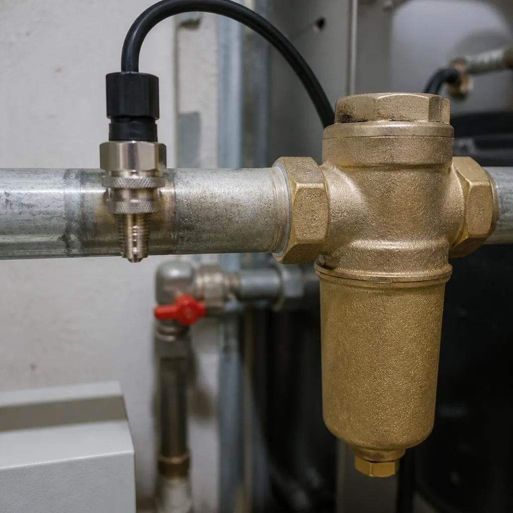 Temperaturfühler und Filter einer Heizungsanlage