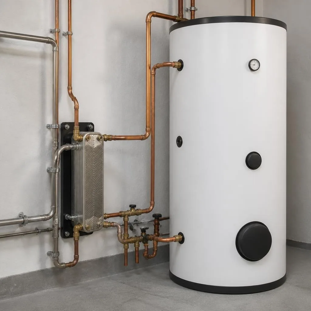 Wärmetauscher und Speicher einer Warmwasseranlage