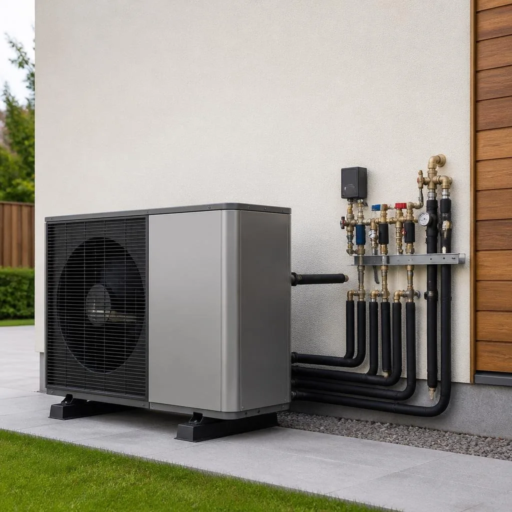Wärmepumpe mit Heizungsanschlüssen
