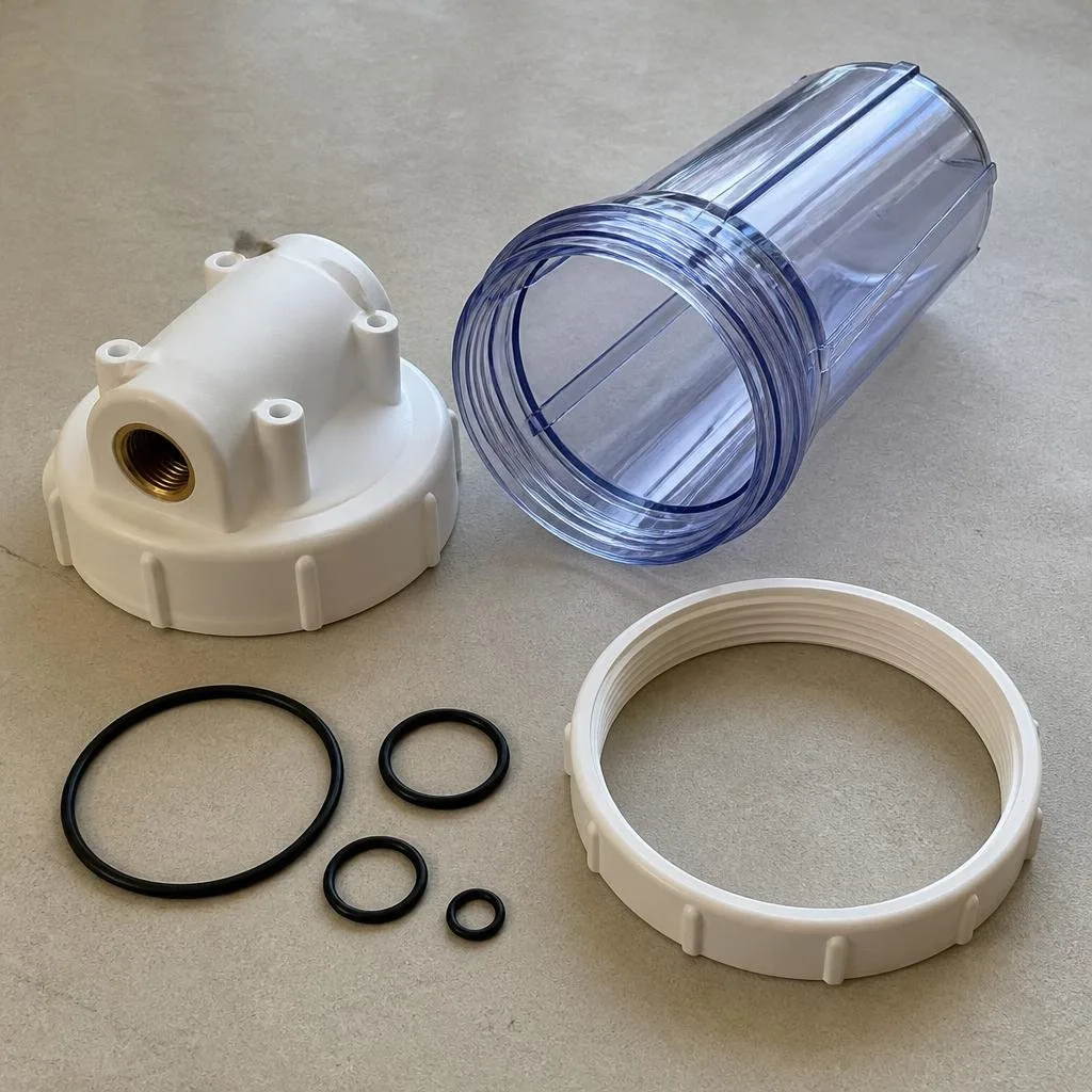 Filterglocke, Befestigungsmutter, Filtergehäuse und O-Ringe als Ersatzteile
