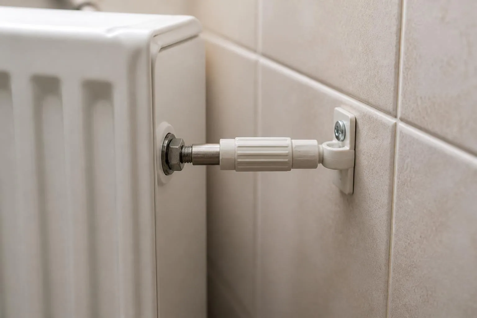 Einstellbarer Abstandhalter zwischen Heizkörper und Wand