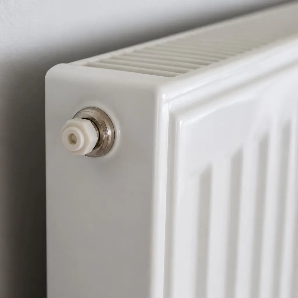 Entlüftungsventil am Heizkörper gegenüber dem Thermostat