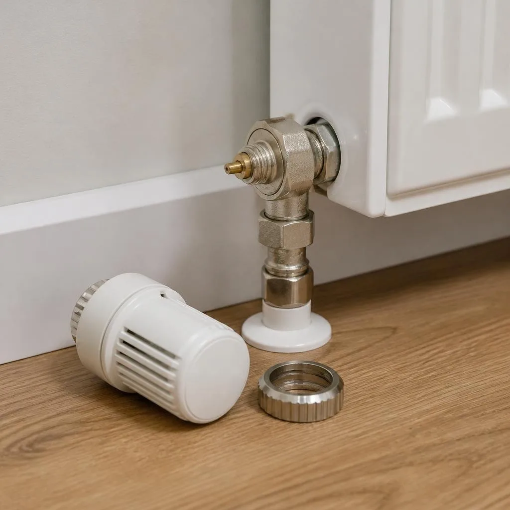 Heizkörperthermostat, Adapter und Ventil im Detail