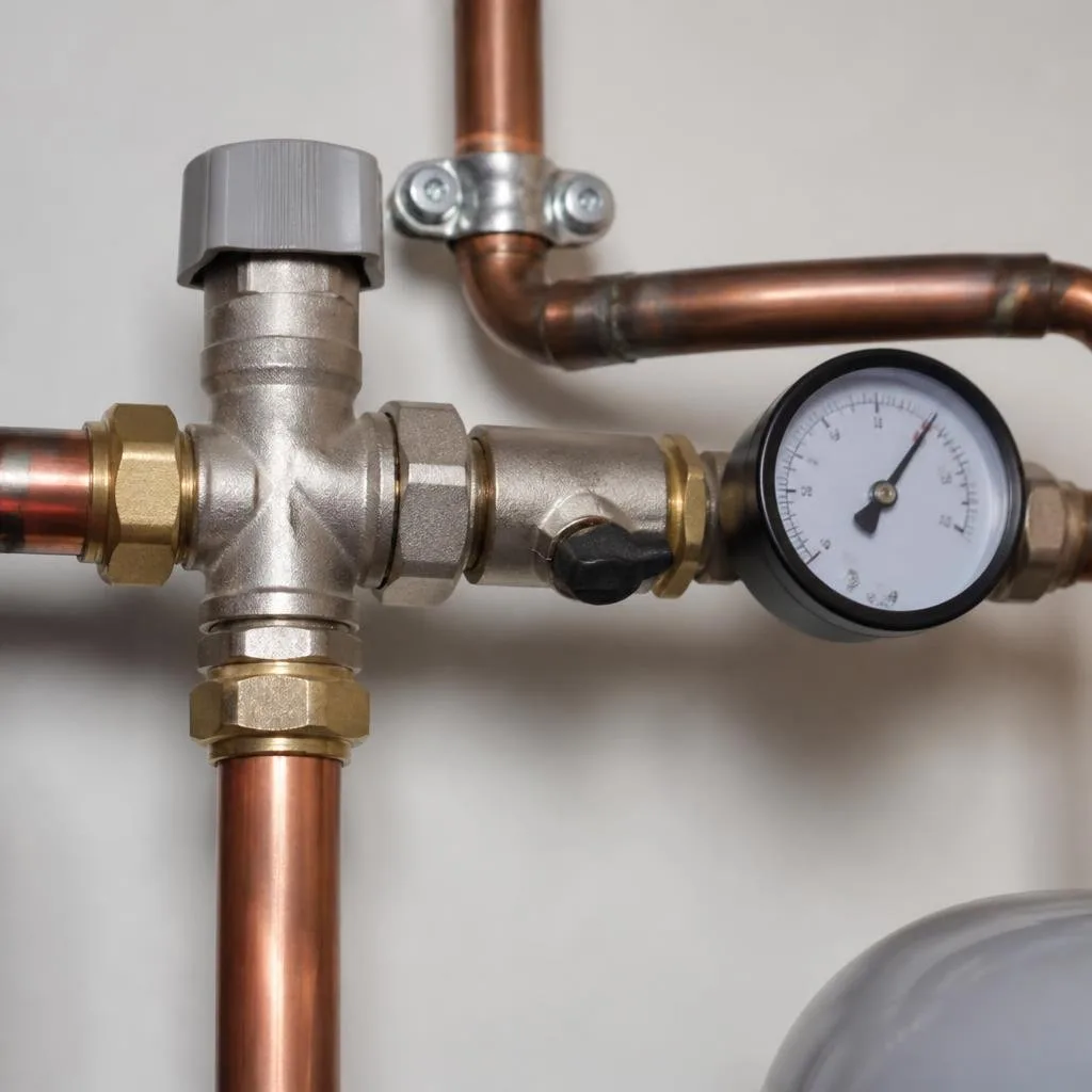 Füllarmatur und Manometer an einer Heizungsanlage