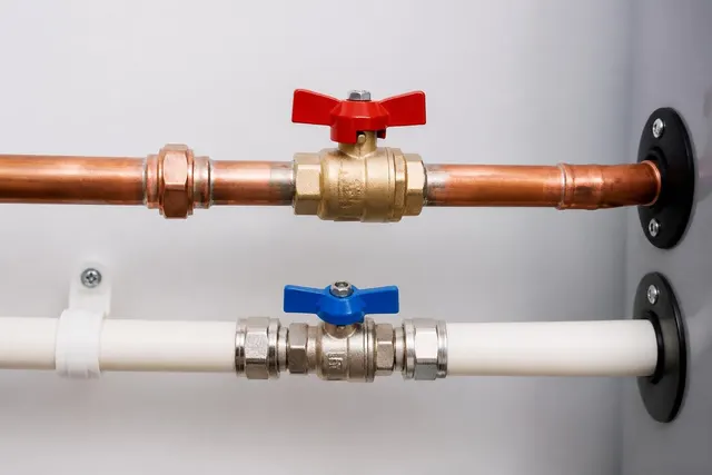 Heizungs- und Trinkwasser-Kugelhahn an getrennten Rohrleitungen