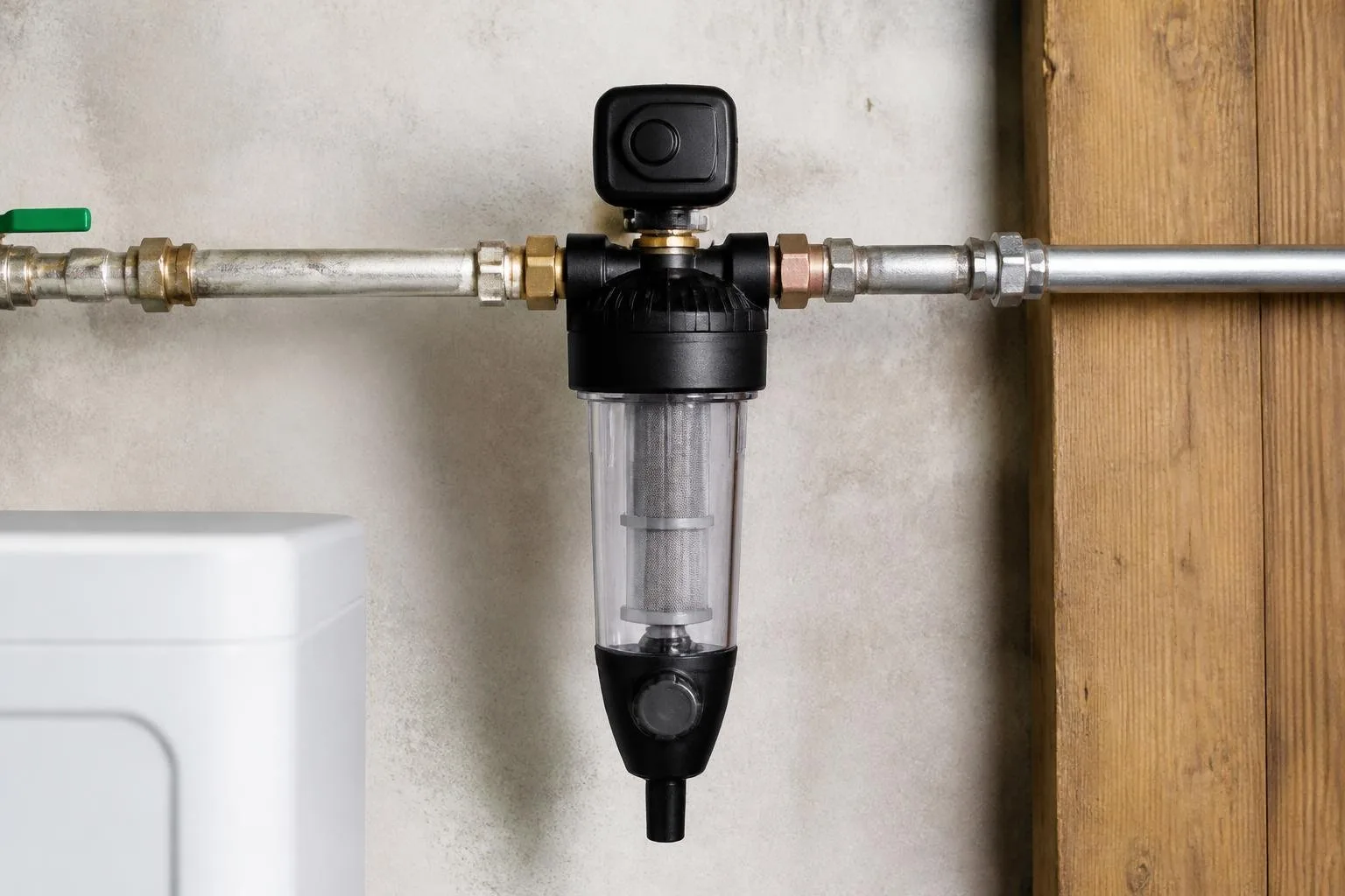 Elektrische Rückspülautomatik an einem Hauswasserfilter