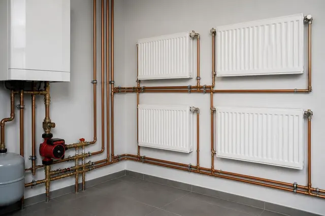 Heizkreislauf mit Pumpe und mehreren Heizkörpern beim hydraulischen Abgleich