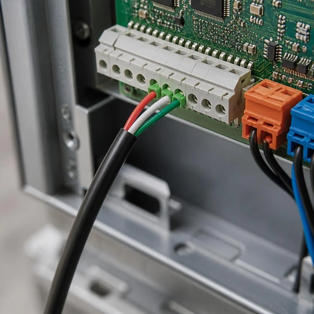 BUS-Kabel und Anschlussklemmen eines Heizgeräts
