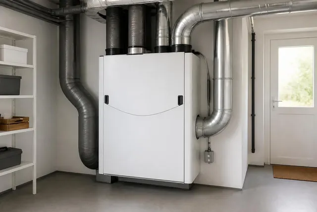 Zentrale Lüftungsanlage mit Zu- und Abluftleitungen