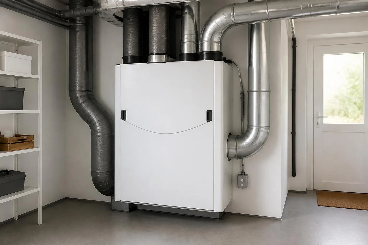 Zentrale Lüftungsanlage mit Zu- und Abluftleitungen