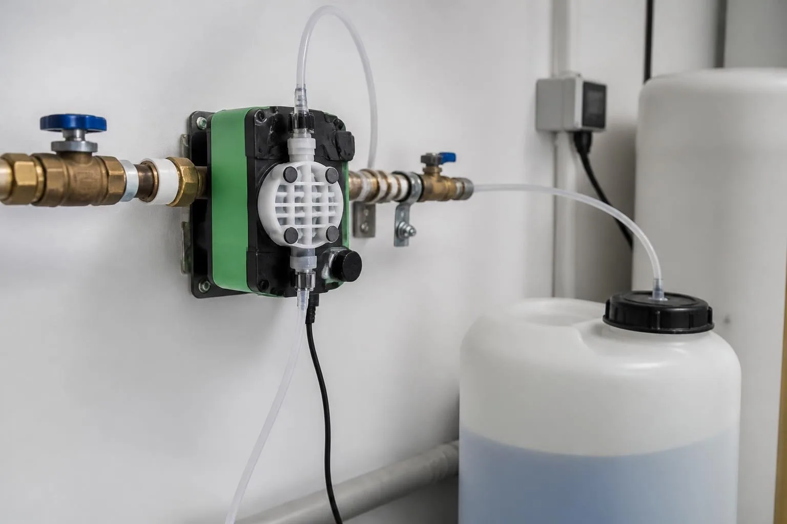 Dosieranlage mit Mineralstofflösung an einer Trinkwasserleitung