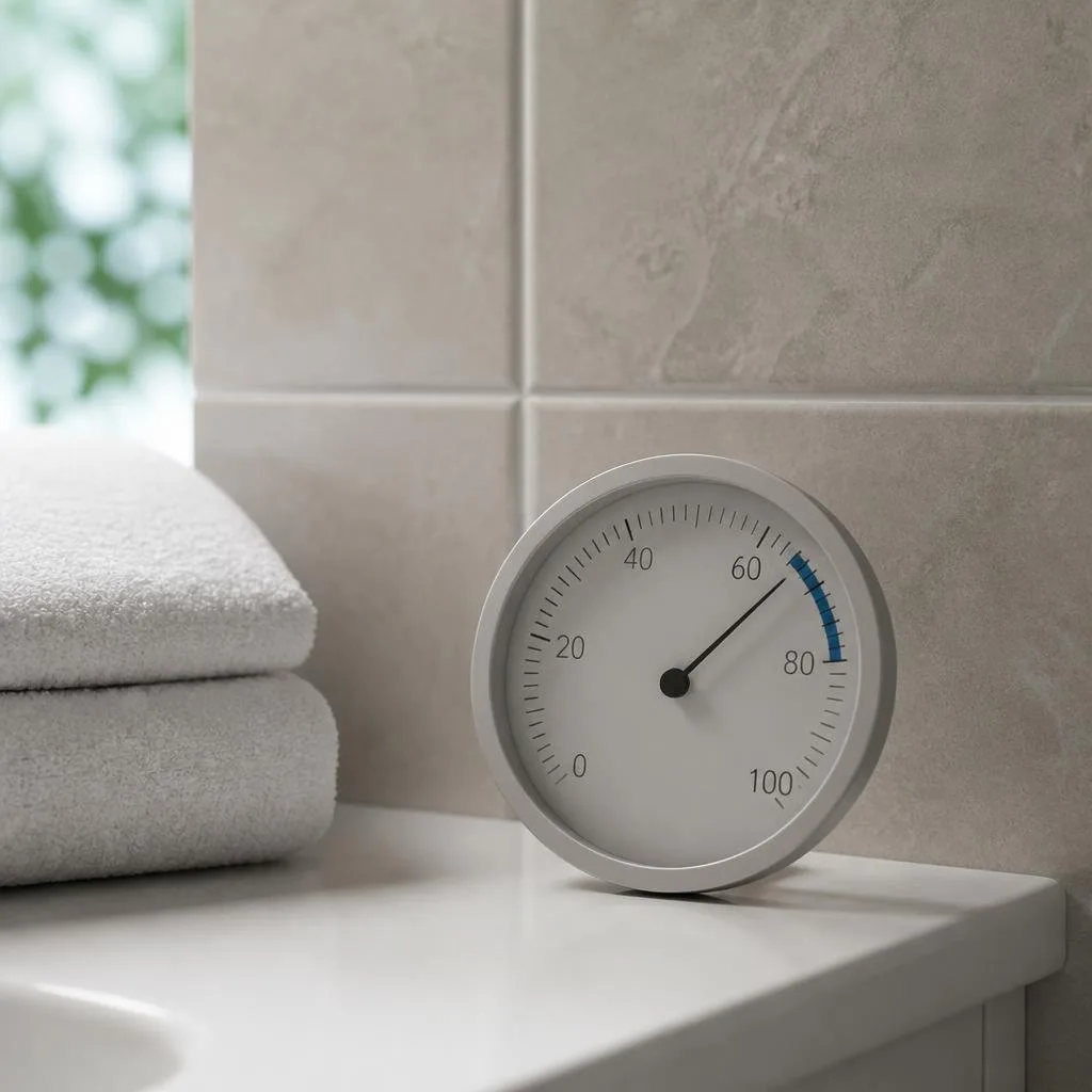 Hygrometer im Badezimmer zur Kontrolle der Luftfeuchtigkeit