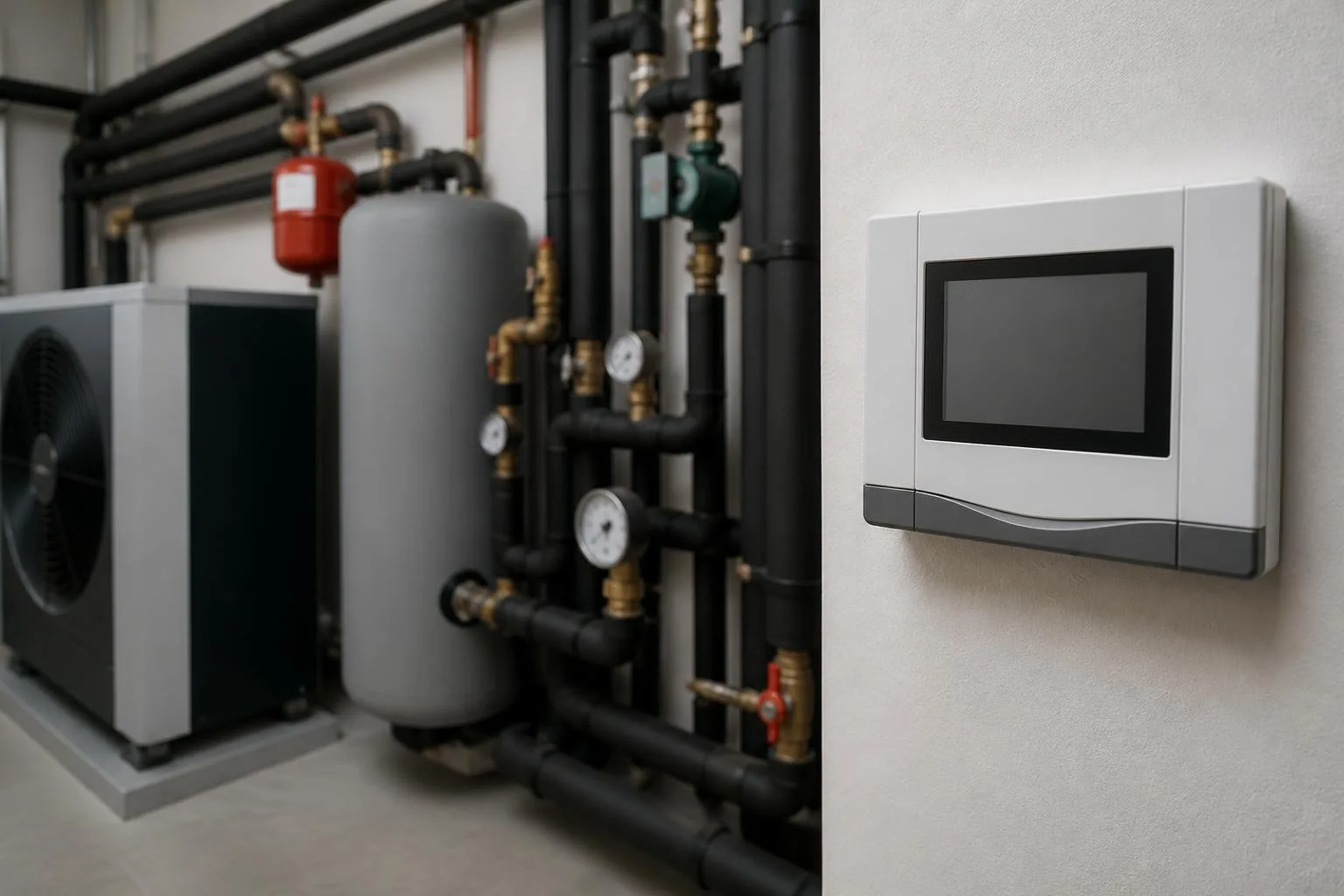 Systemregler und Heizkreis einer Wärmepumpenanlage