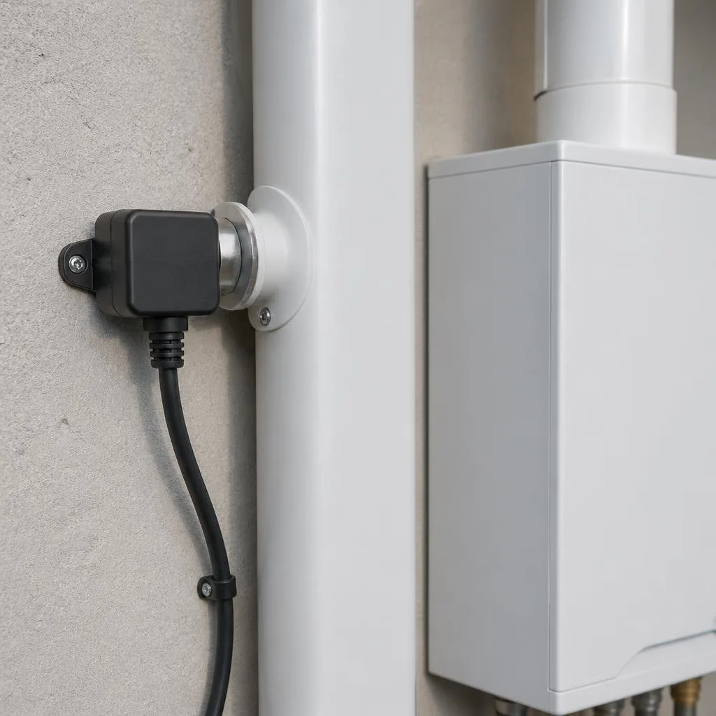 Detailansicht eines Abgassensors und seiner elektrischen Verbindung