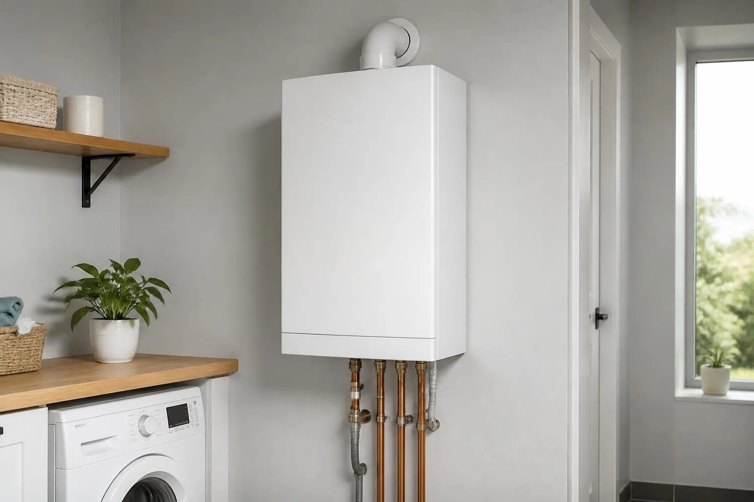 Wandhängende Gastherme mit geschlossener Gerätefront