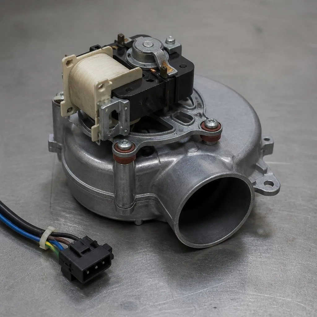 Gebläse und elektrische Steckverbindung eines Heizgeräts