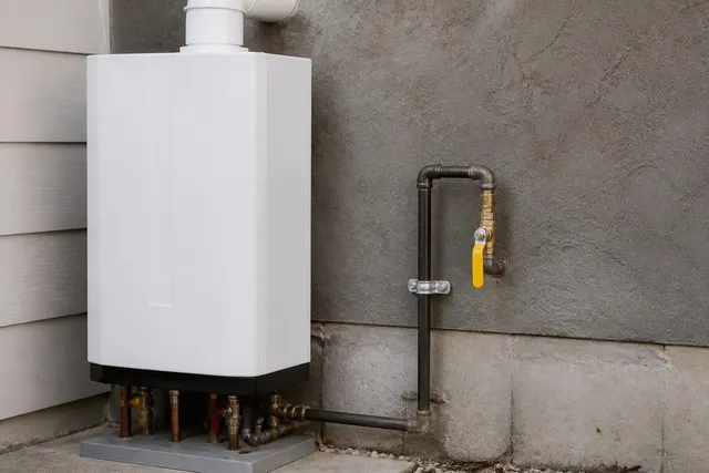 Gas-Brennwertgerät mit äußerem Gasabsperrhahn