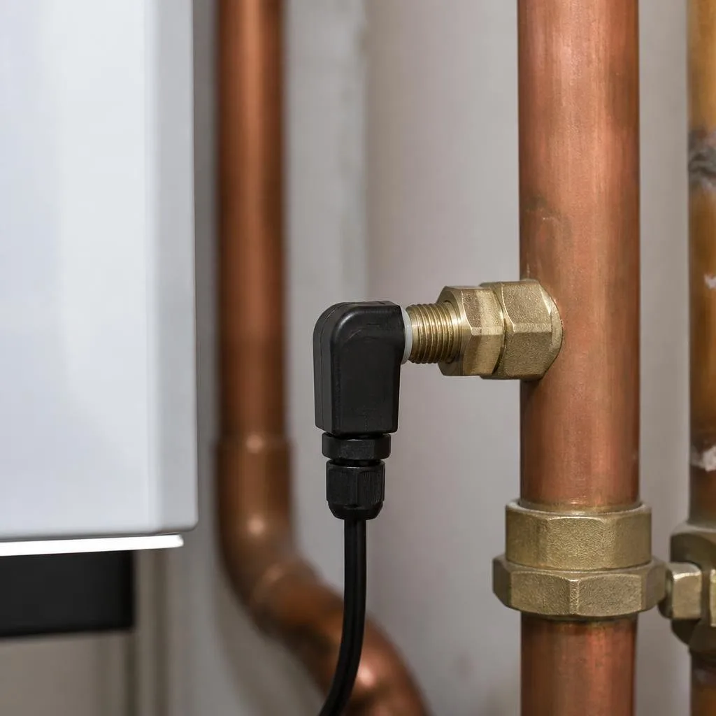 Vorlauftemperaturfühler und Heizungsrohr